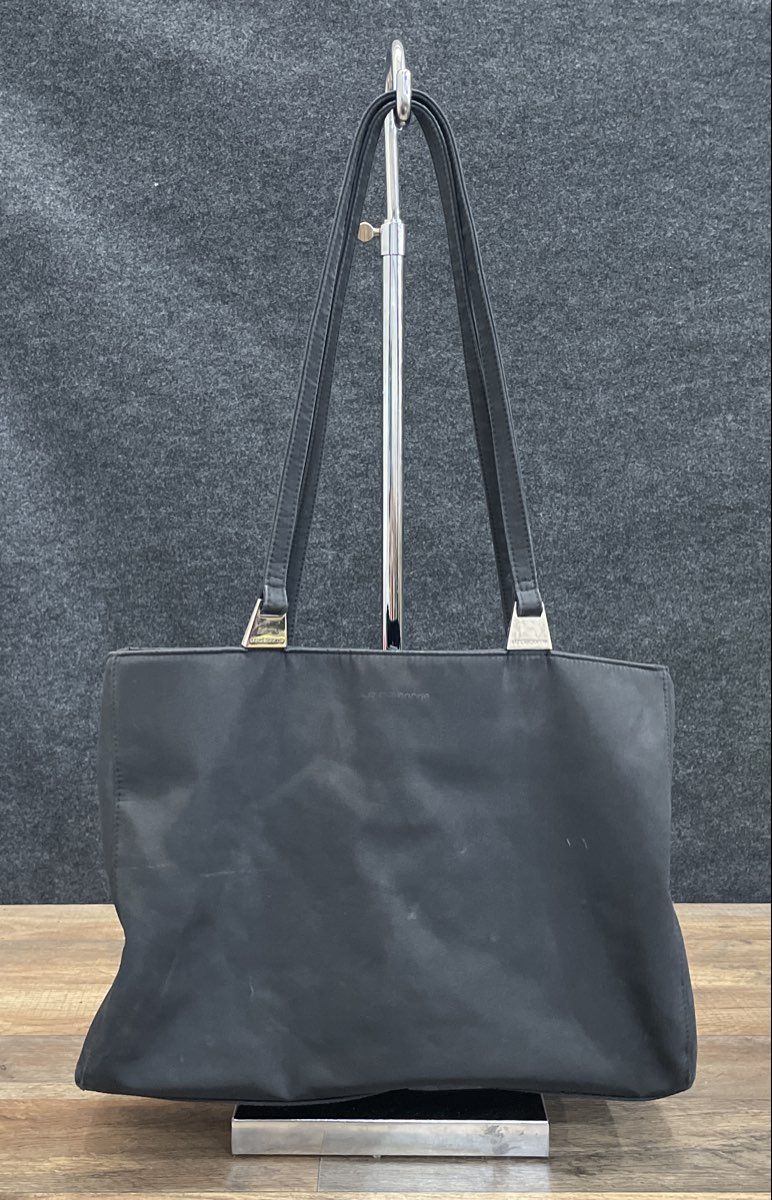 Liz Claiborne Black Microfiber Tote Shoulder Bag Silver Hardware Large