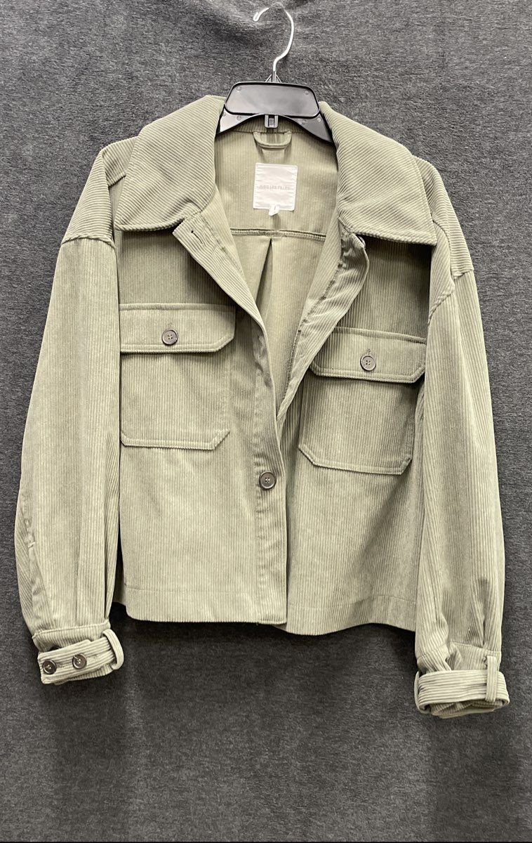 Avec Les Filles Women's Sage Green Corduroy Button Front Shacket Jacket Sz XL