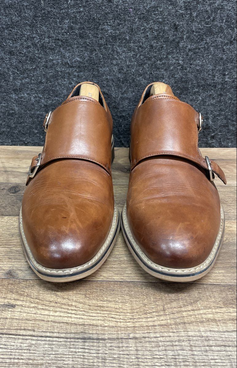 Crevo Milton Cognac Leather Double Monk Strap Dress Shoes Men's Size 13