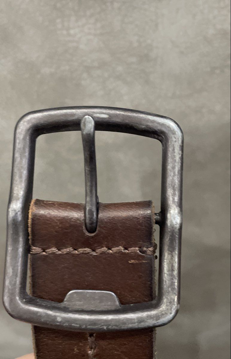 American Eagle Men's Brown Genuine Leather Belt Distressed Metal Buckle