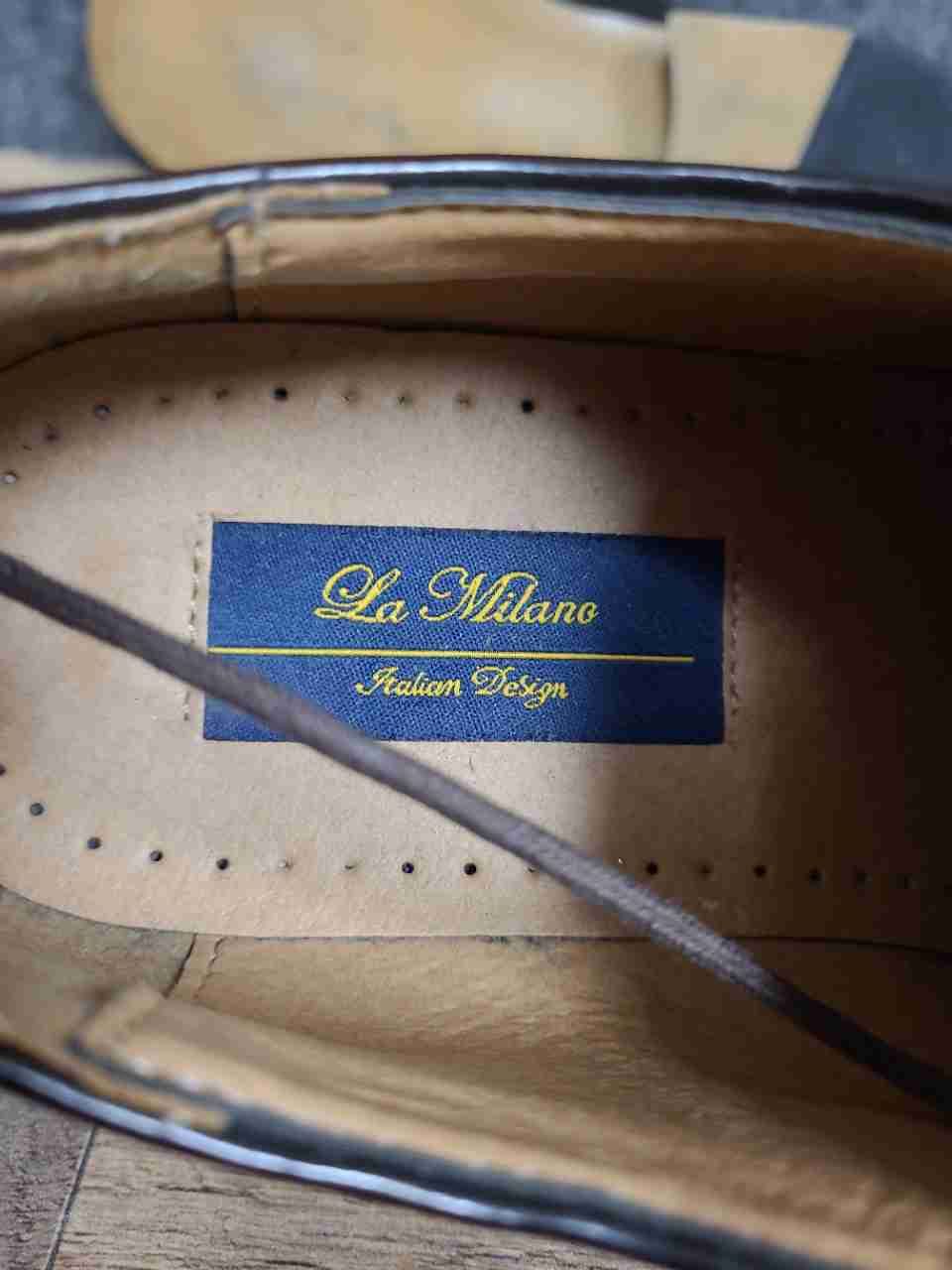 La Milano Men's Dark Brown Leather Cap Toe Derby Dress Shoes Size 10.5