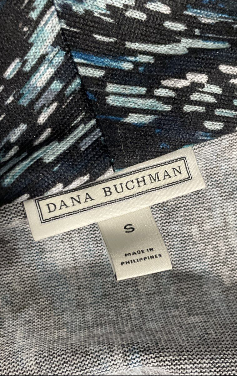 Dana Buchman Women's Dark Blue Abstract Open Front Cardigan Jacket Sz S NWT
