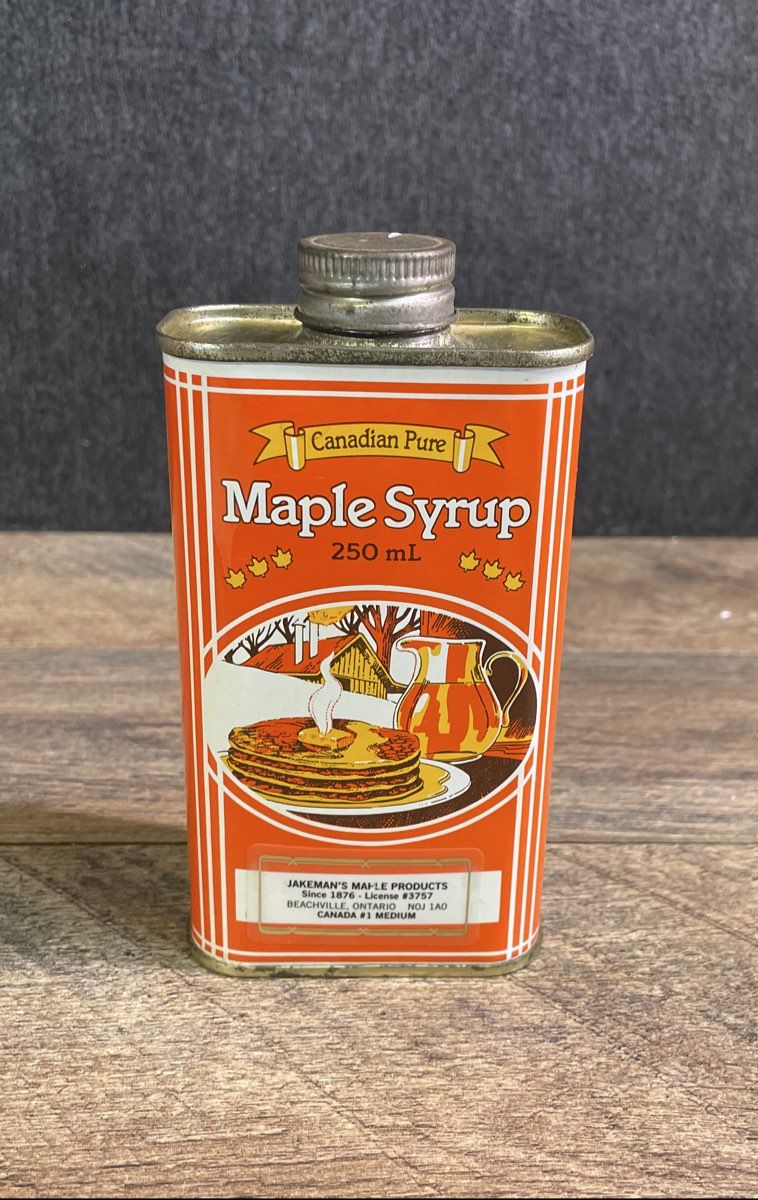 Vintage Jakeman's Maple Syrup Tin Canadian 250mL English French Collectible