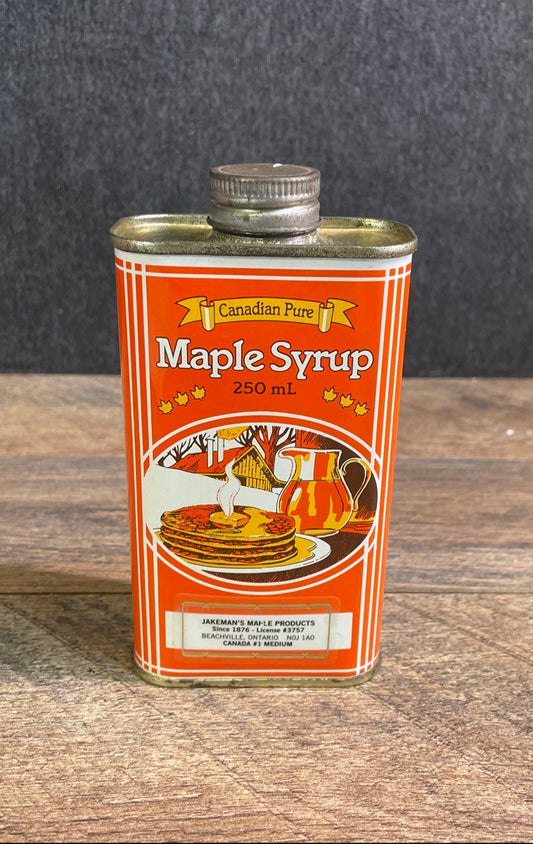 Vintage Jakeman's Maple Syrup Tin Canadian 250mL English French Collectible