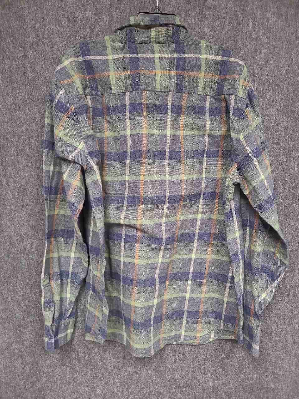 Weatherproof Vintage Men's Long Sleeve Blue Green Plaid Flannel Shirt Sz XL