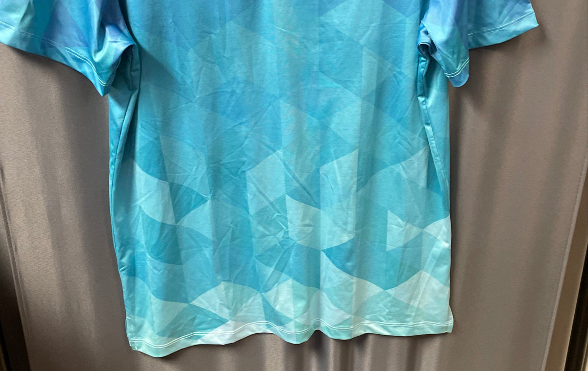 Yatta Golf Men's Blue Geometric Pattern Performance Golf Polo Shirt Sz M