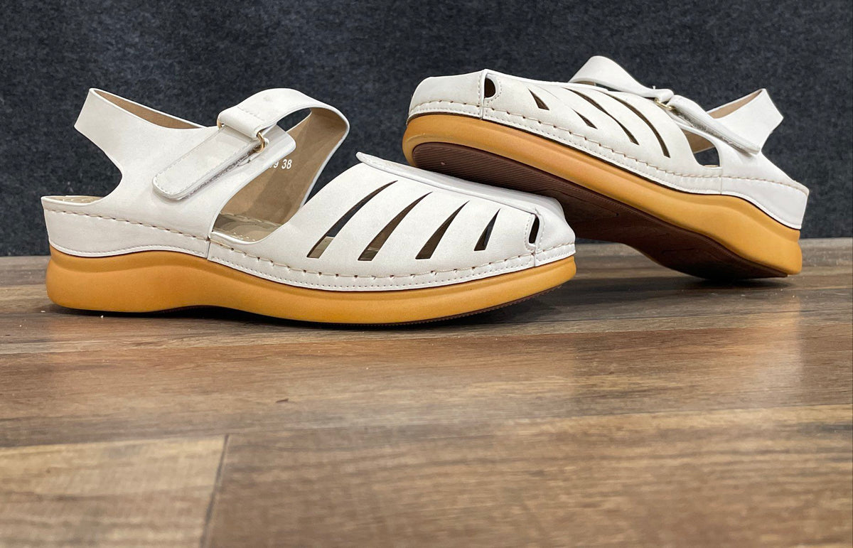 Shibever White Faux Leather Fisherman Slingback Comfort Sandals Women's Size 38