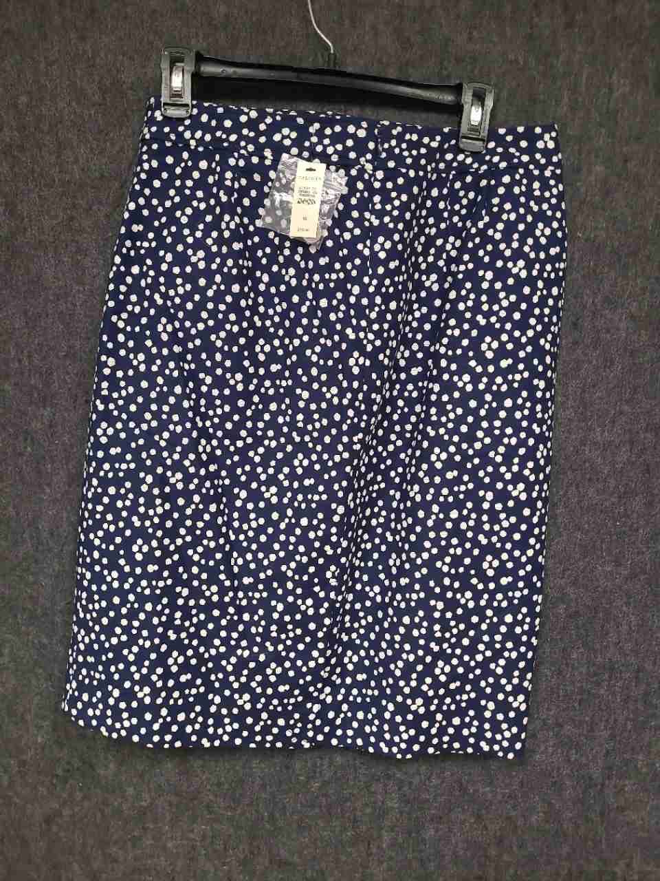 Talbots Women's Navy Blue White Polka Dot Cotton Pencil Skirt Sz 10 NWT