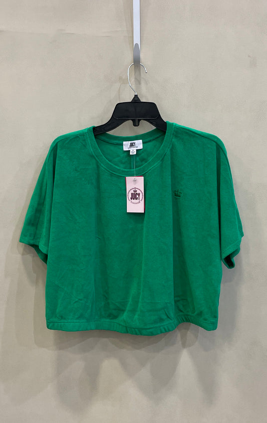 Juicy Couture Women's Green Palm Tree Terry Velour Crewneck Top Size 1X NWT