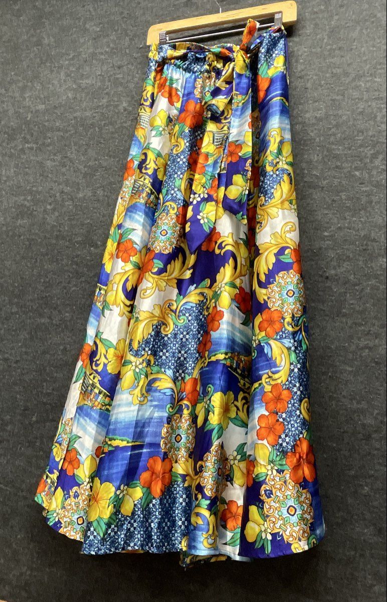 Her Destiny Women's Multicolor Floral Baroque Coastal Print Maxi Skirt Sz M