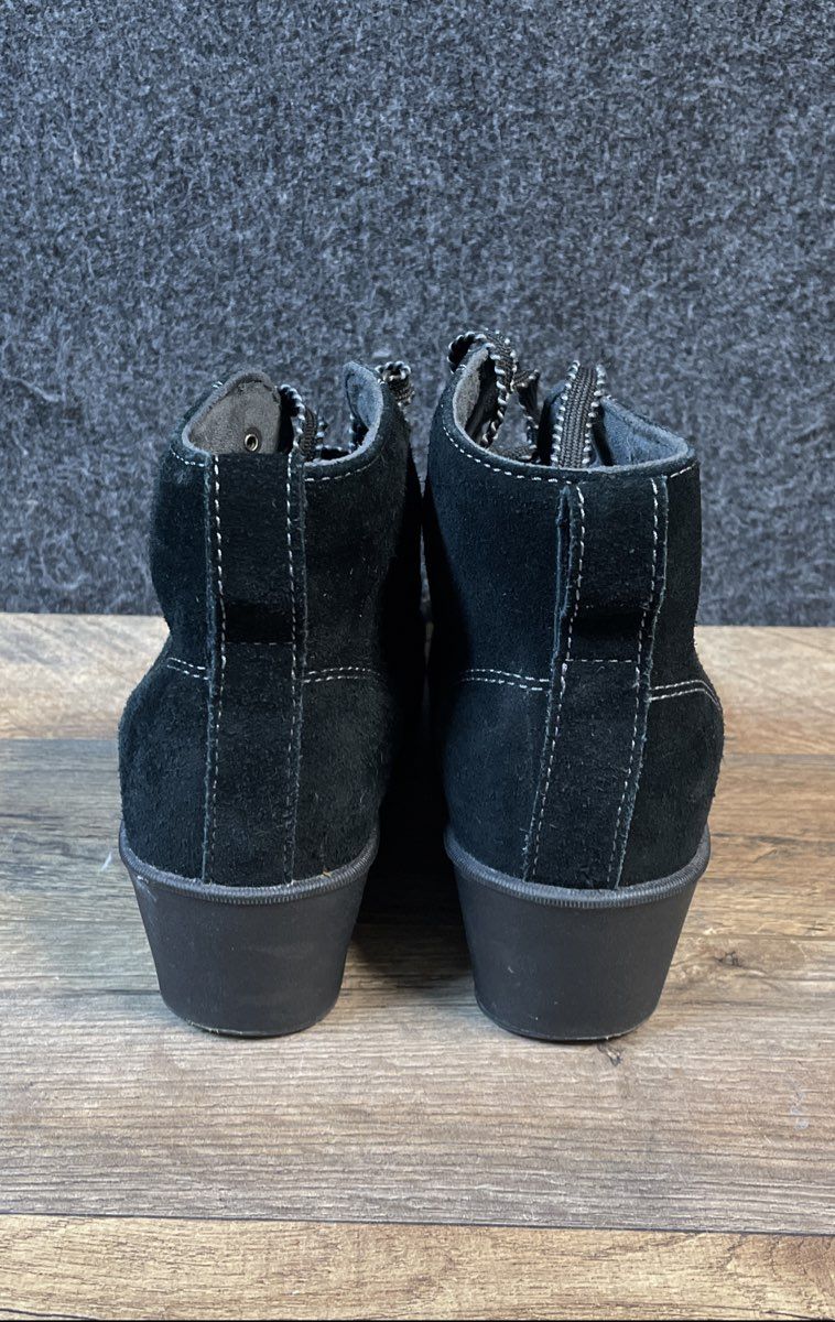 Eddie Bauer Black Suede Lace Up Wedge Booties Ankle Boots Women's Size 8.5