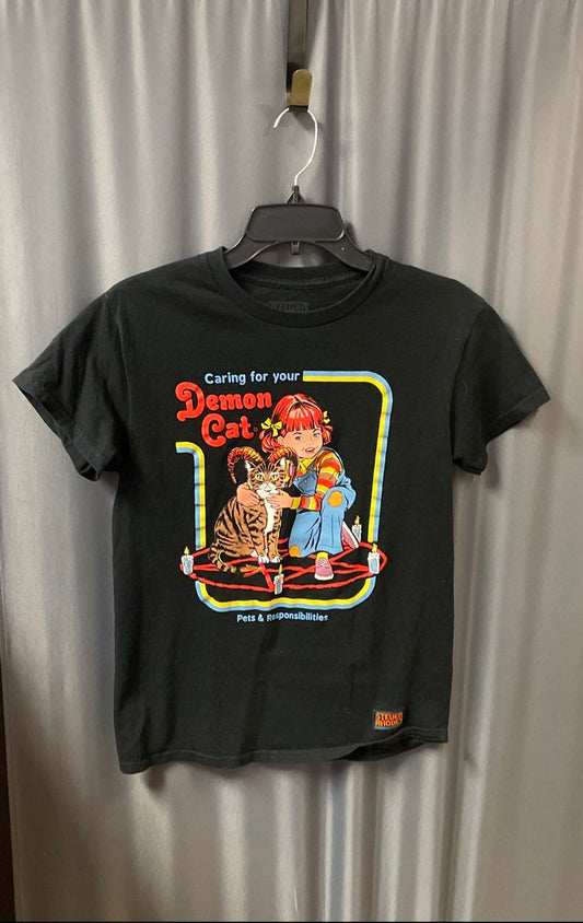 Steven Rhodes Demon Cat Graphic T-Shirt Reprint Spencer's Sz S