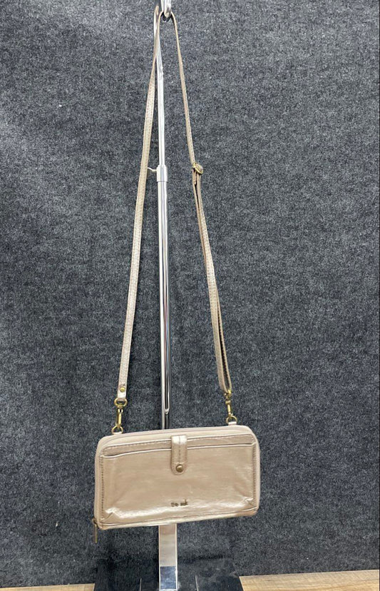 The Sak Silver Metallic Leather Crossbody Wallet on a String Mini Purse