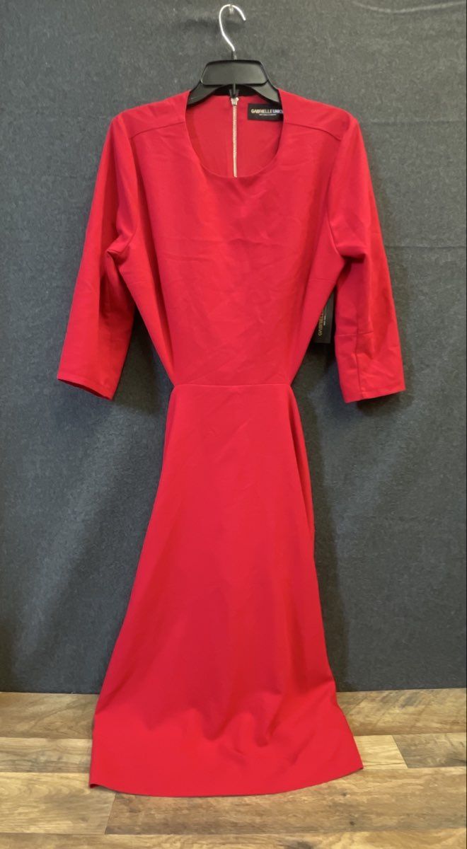 Gabrielle Union Women's Red Cutout Back Dress Exposed Zip 3/4 Sleeve Sz 12 NWT