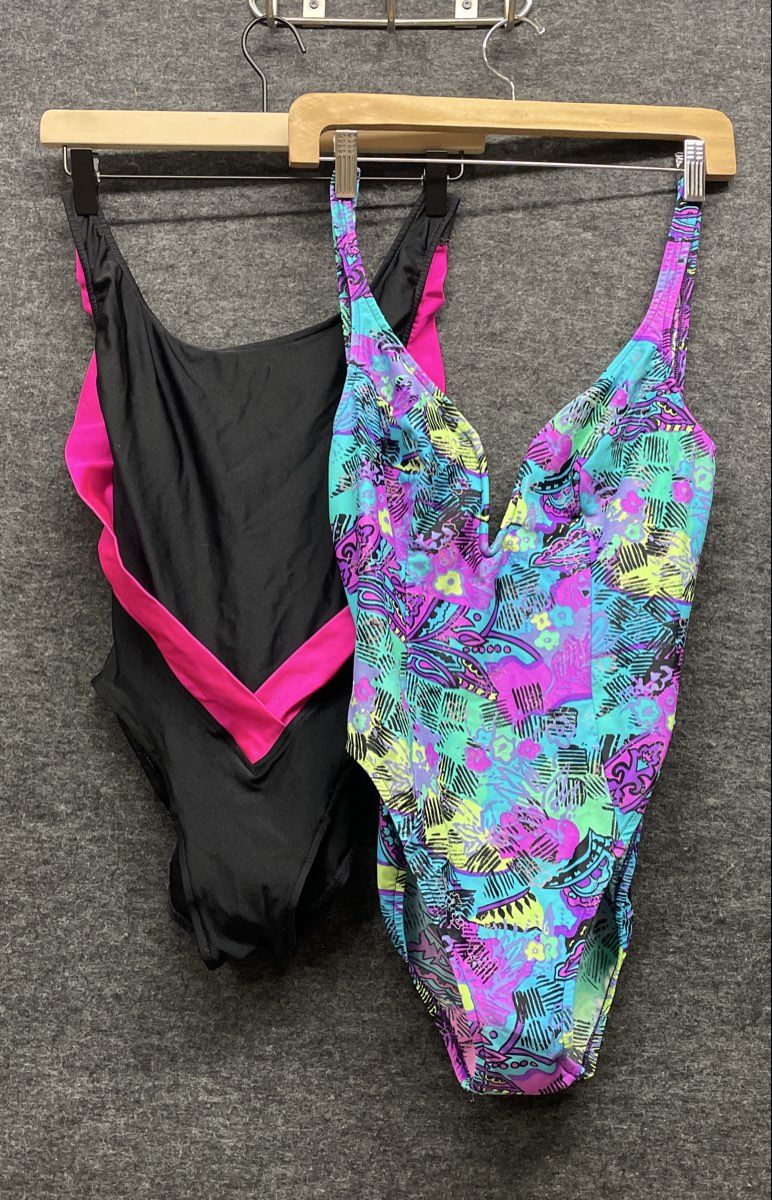 Vintage 90s One Piece Swimsuit Lot of 6 Catalina Maxine Hollywood Sz M 10