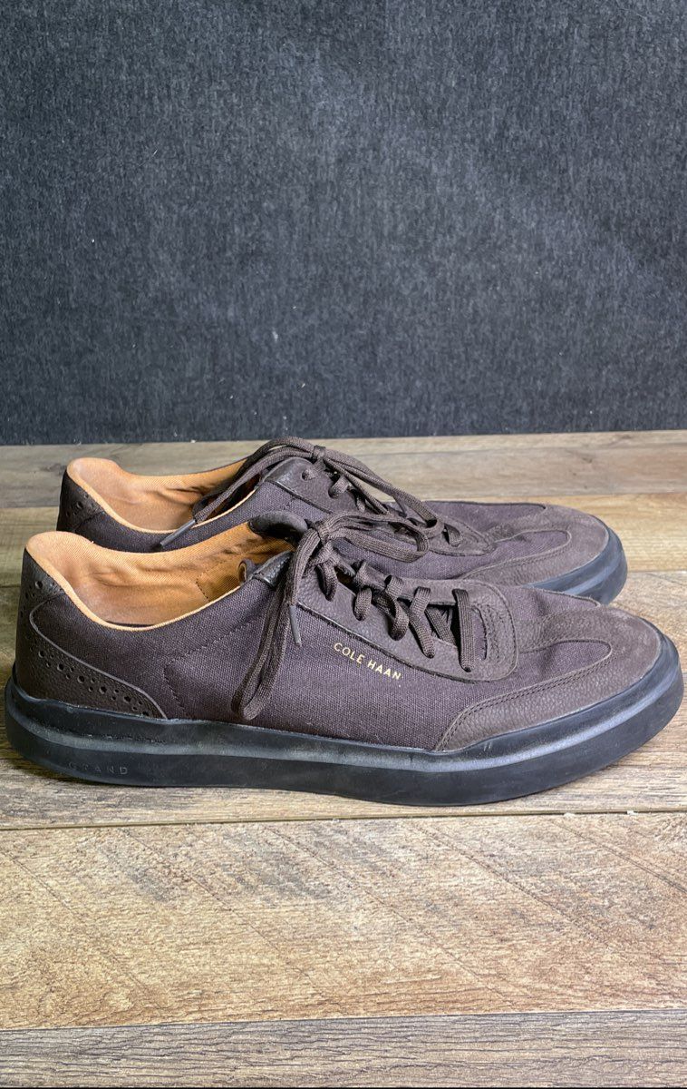 Cole Haan GrandPro Rally Dark Brown Canvas Leather Sneakers Men's Size 12M