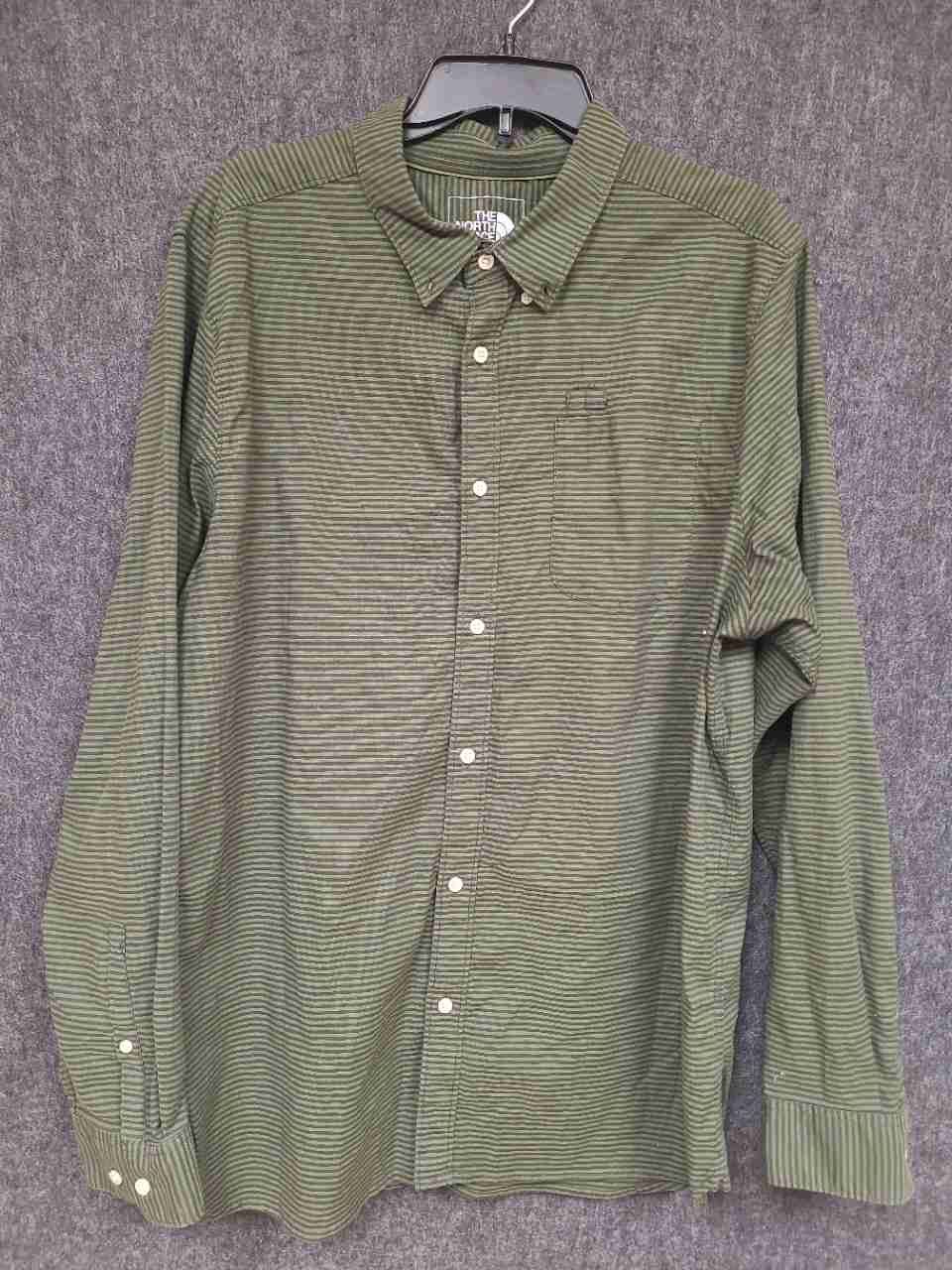 The North Face Men's Green Microstripe Long Sleeve Button Down Shirt Sz XL