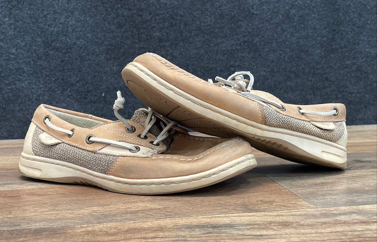 Sperry Top-Sider Angelfish Brown Tan Leather Mesh Boat Shoes Women's Size 7.5