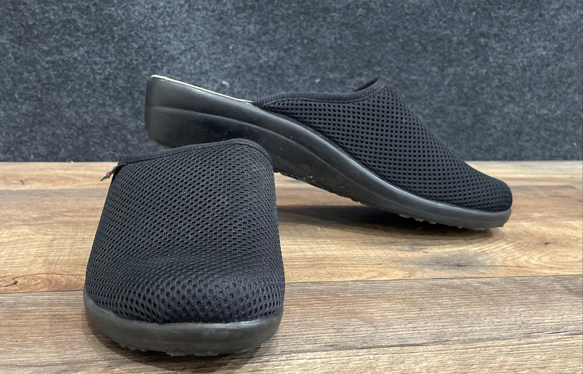 Fly Flot Black Mesh Anti-Shock Slip-On Clogs Mules Made in Italy Size 41