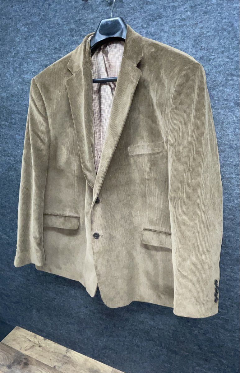 Men's Brown Cotton Corduroy 2-Button Blazer Jacket Size 56R