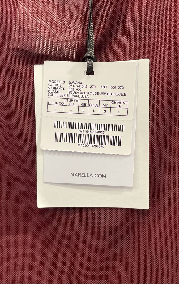 Marella Women's Savana Blouse Red Sheer Mesh Jersey Short Sleeve Sz L NWT