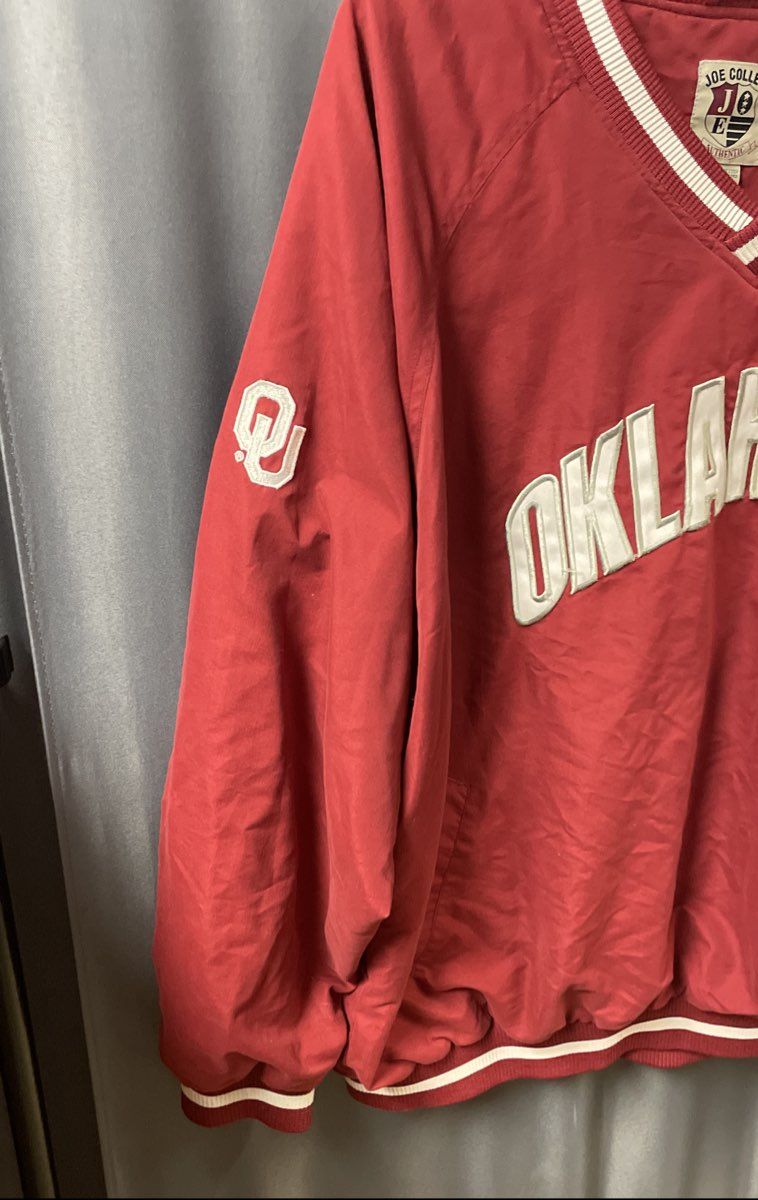 Vintage 90s Joe College Oklahoma Sooners Pullover Windbreaker Jacket XL