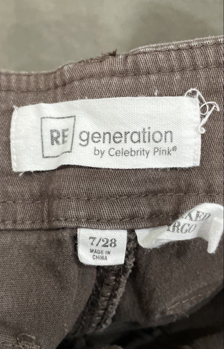 RE Generation Women's Grey Relaxed Cargo Pants Cotton Stretch Washed Sz 7/28