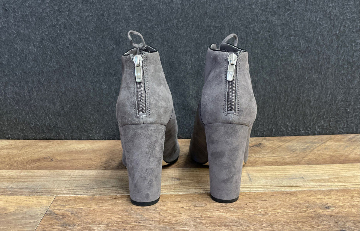 Marc Fisher Jasmyn Gray Multi Suede Pointed Toe Block Heel Pumps Size 9.5