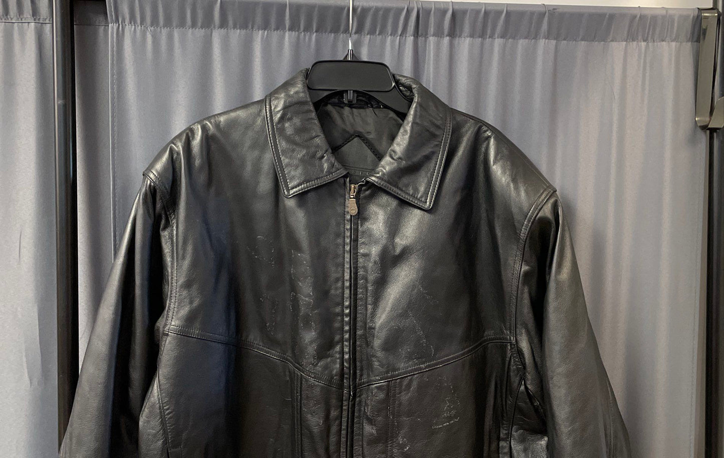 Roundtree & Yorke Men's Black Vintage 90s Bomber Leather Jacket Sz L