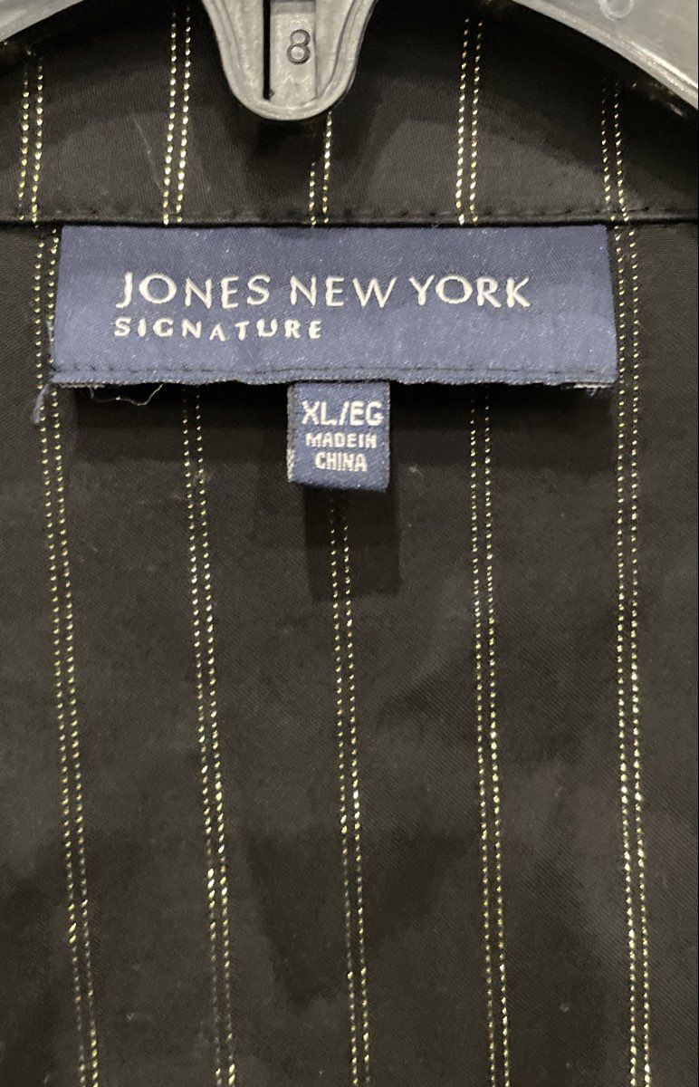 Jones New York Signature Women's Black Gold Metallic Wrap Shirt Blouse NWT XL