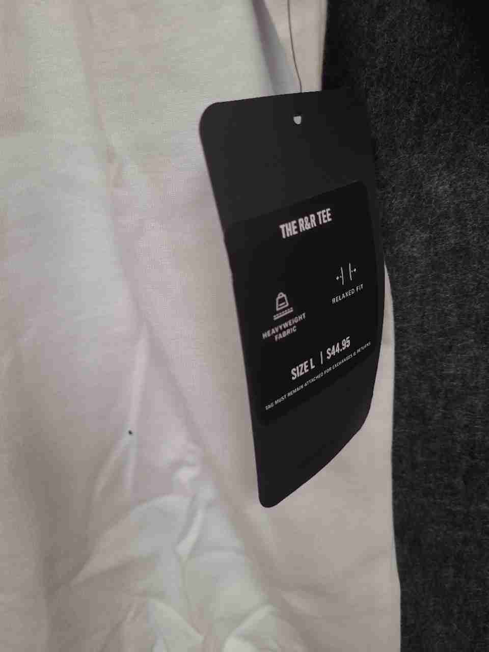 Fabletics Men's The R&R Tee White Heavyweight Relaxed Fit Cotton Shirt L NWT