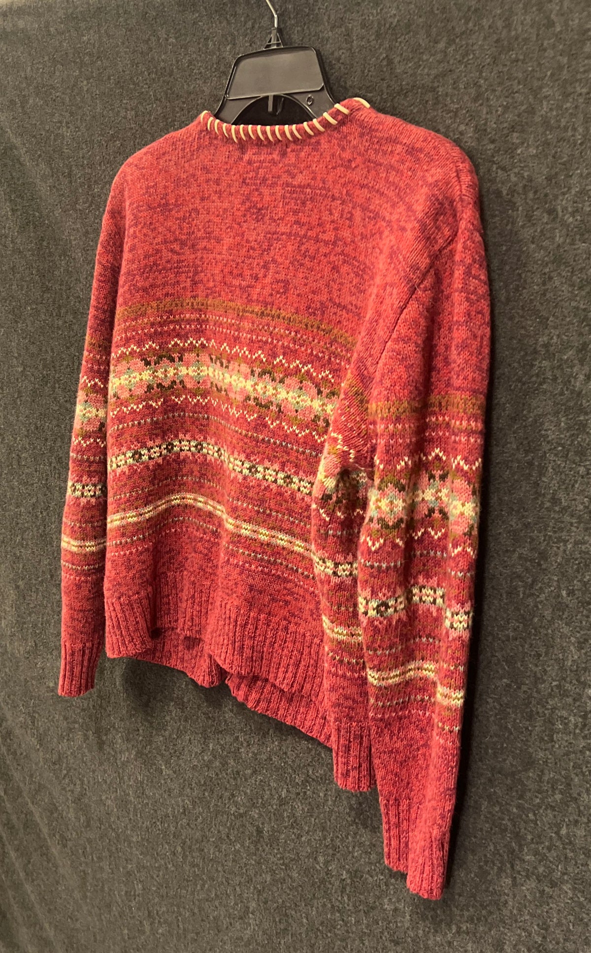Tiara Petites Women's Red Fair Isle Full Zip Cardigan Sweater Sz PL Vintage Y2K