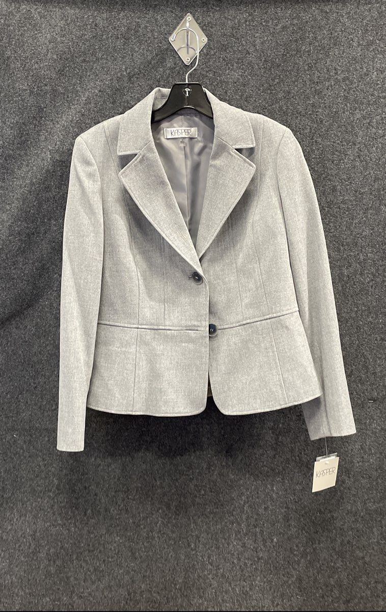 Kasper Women's Grey Blazer Two Button Professional Jacket Size 8 NWT