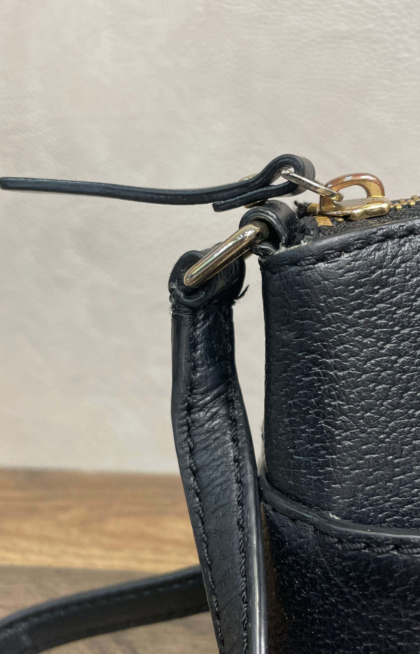 Kate Spade Black Pebbled Leather Small Crossbody Bag Gold Hardware