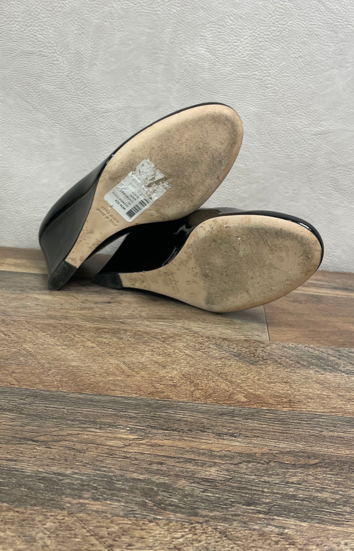Kate Spade Amory Black Patent Leather Wedge Pumps With Box Size 8M