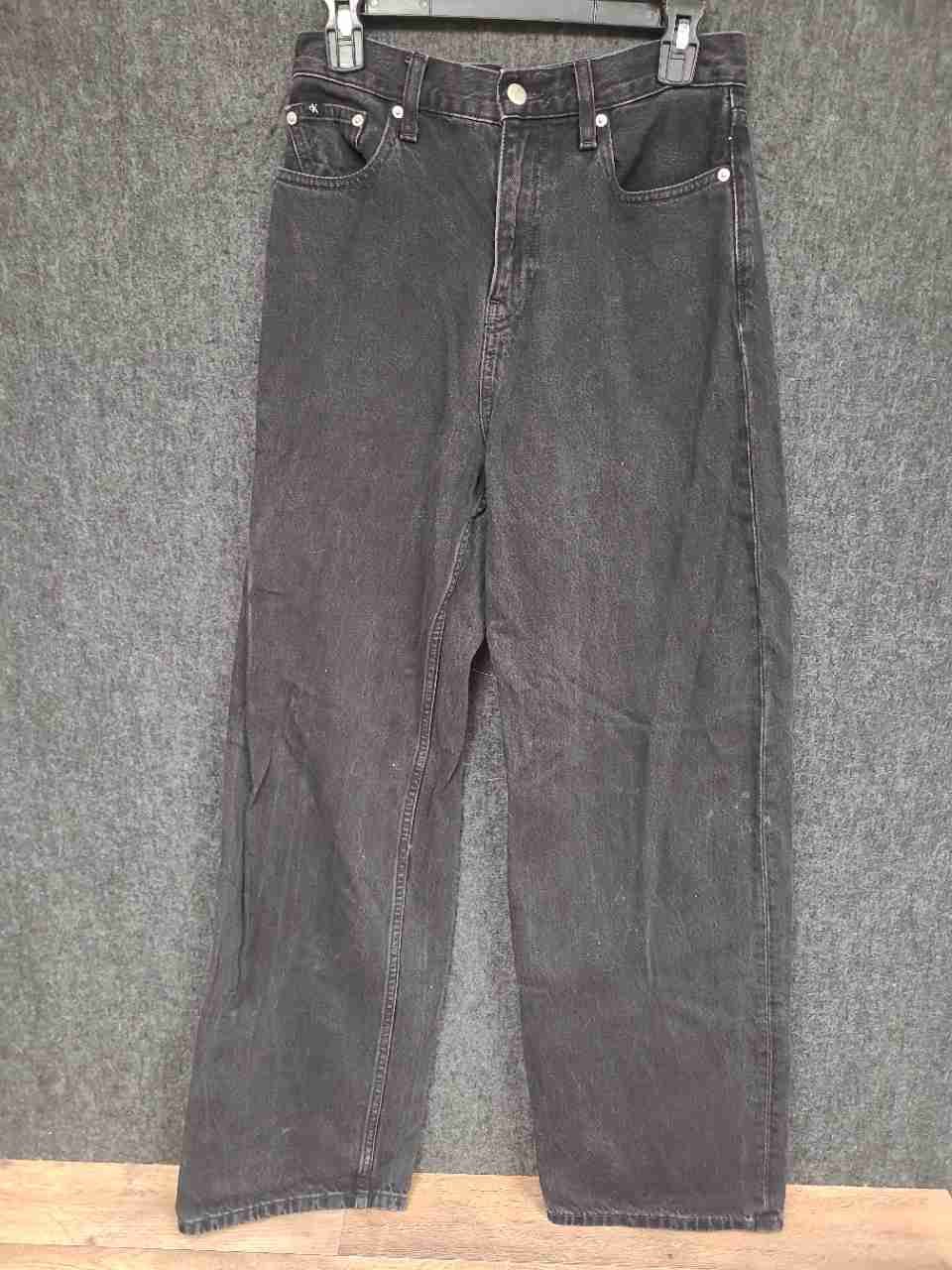 Calvin Klein Jeans Women's High Rise Relaxed Washed Black Cotton Jeans Sz 26