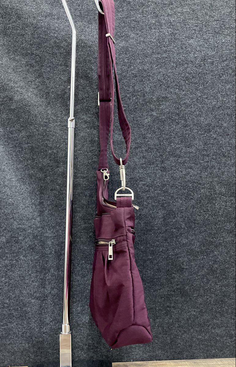 Travelon Purple Fabric Crossbody Bag Travel Shoulder Purse Silver Hardware