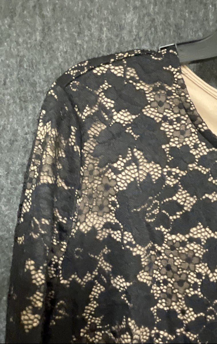 New York & Company Women's Black Gold Floral Lace Long Sleeve Jumpsuit L NWT