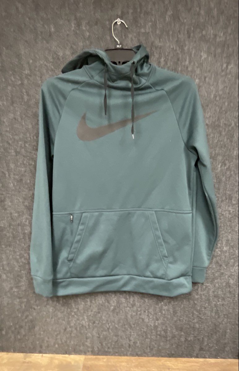 Nike Men's Therma-FIT Hoodie Dark Green Pullover Swoosh Logo Sz M