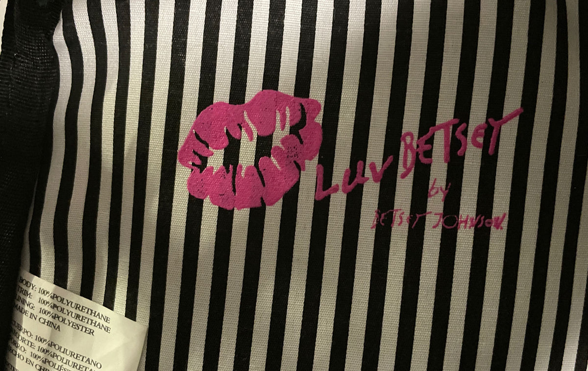 Luv Betsey by Betsey Johnson Black Clear Unicorn Cat Striped Mini Backpack Bag