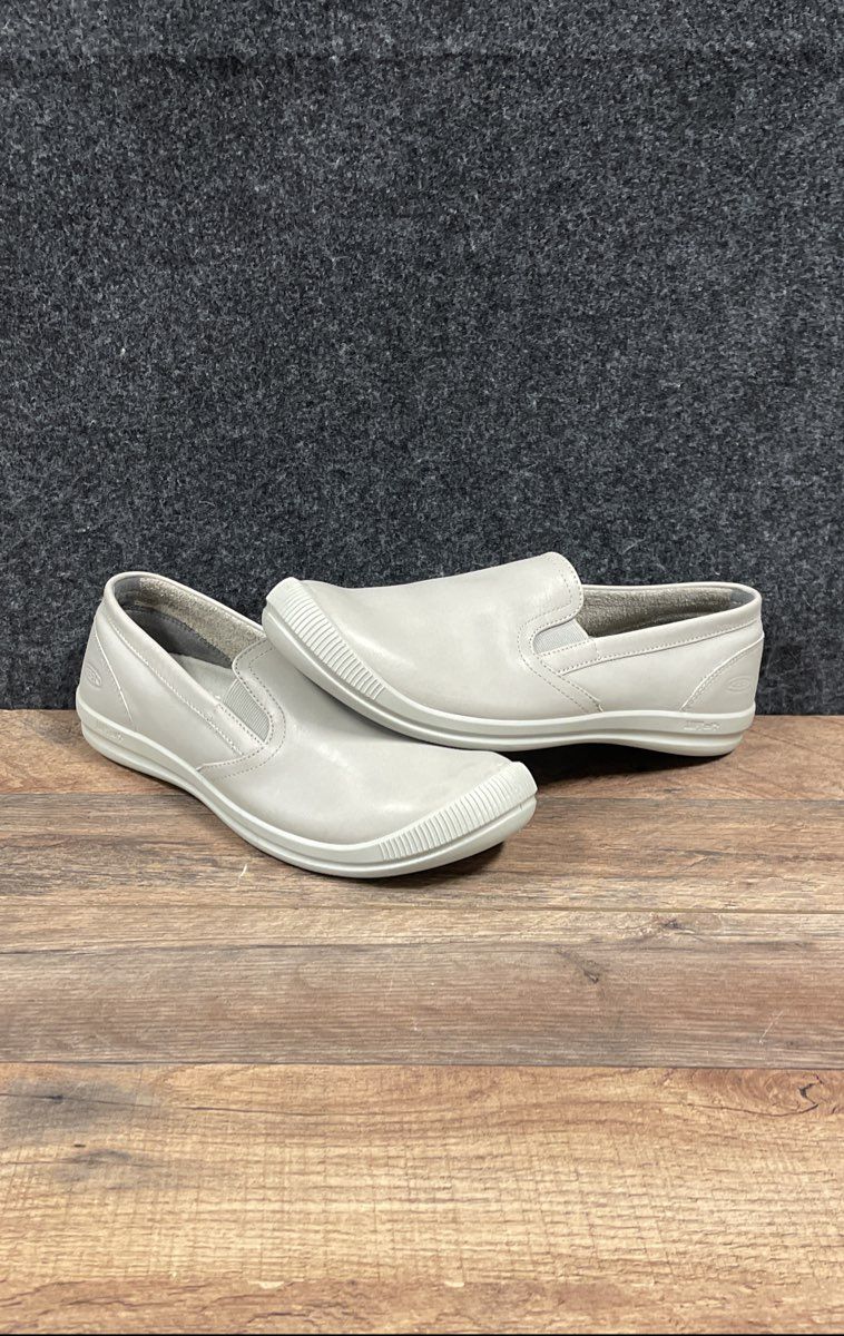 Keen Grayson Slip-On Birch Light Grey Leather Casual Shoes Women's Size 10