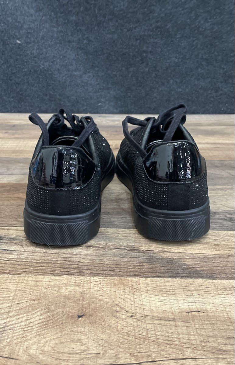 Mix No. 6 Egann Black Glitter Rhinestone Low Top Fashion Sneakers Size 8.5