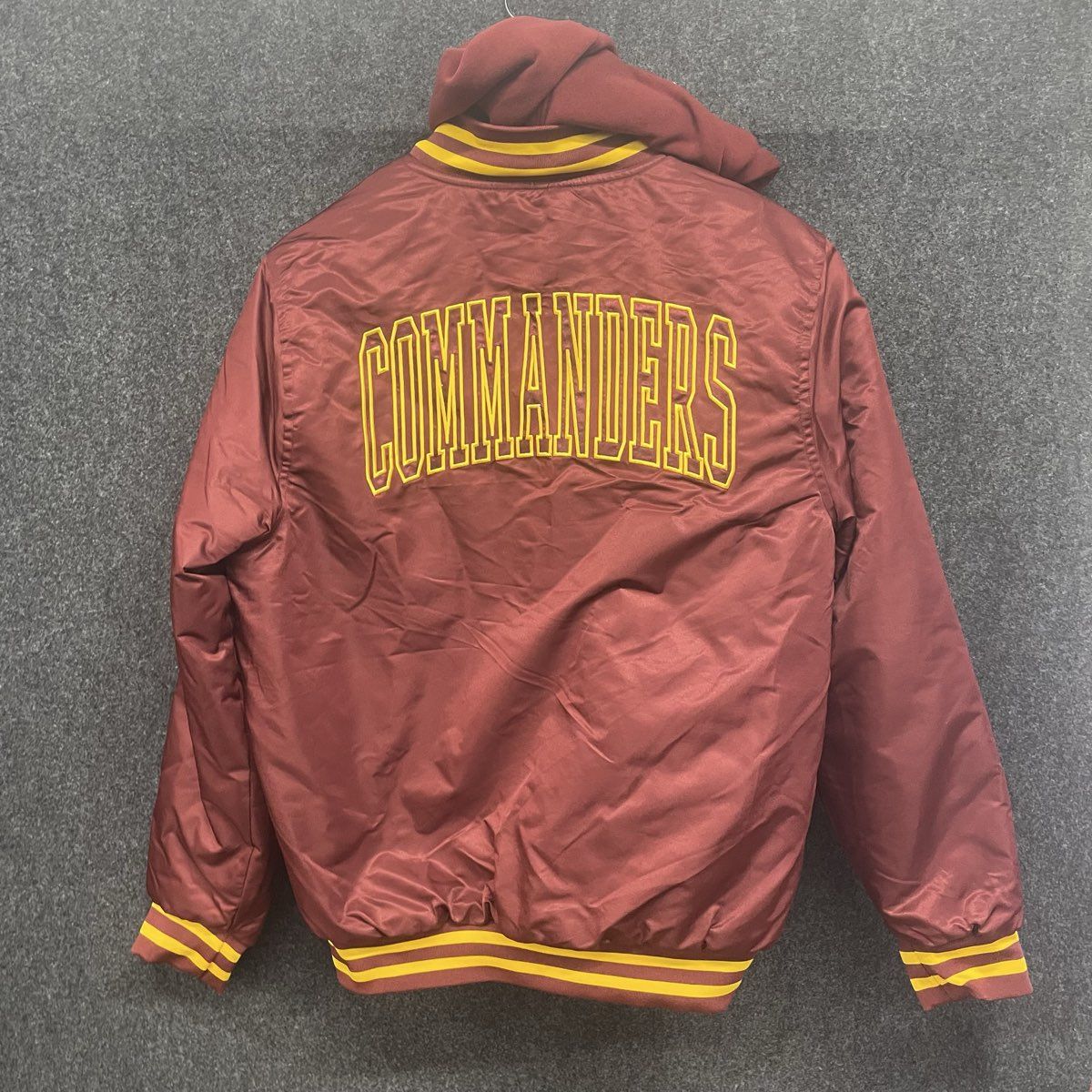 NFL Ultra Game Men's Washington Commanders Burgundy Satin Hoodie Jacket Sz S