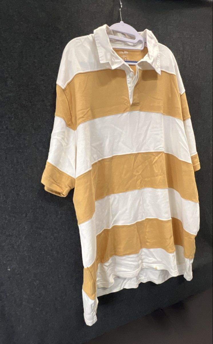 Finish Line Athletics Men's Yellow White Striped Rugby Polo Shirt Sz 5XL