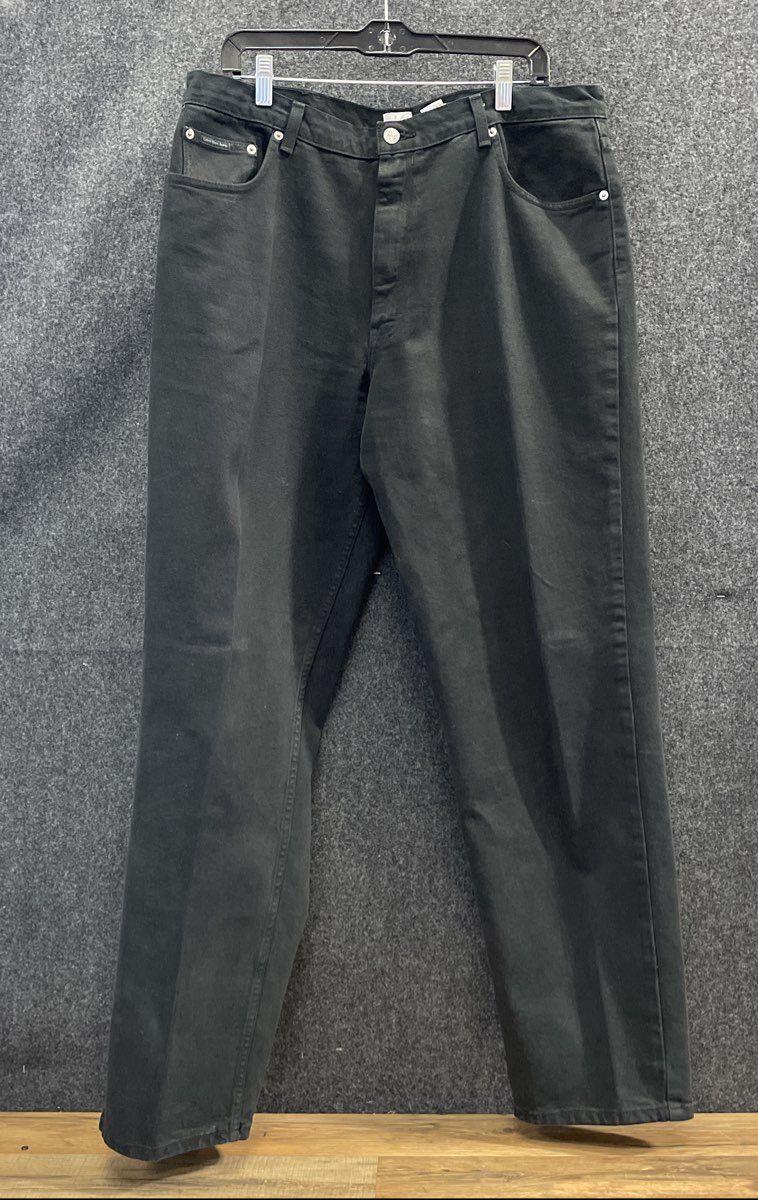 Vintage Y2K Calvin Klein Women's Black 100% Cotton Straight Leg Jeans Sz 38