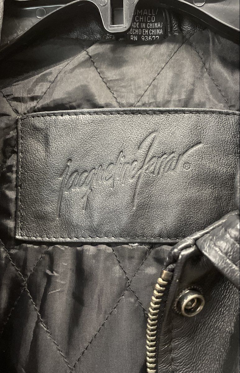 Vintage Y2K Jacqueline Ferrar Women's Black Leather Coat Quilted Lined Sz S
