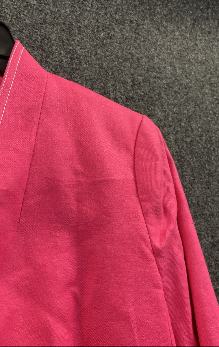 J.Crew Women's Pink Linen Blend Open Front Blazer Contrast Stitch Size 4 NWT