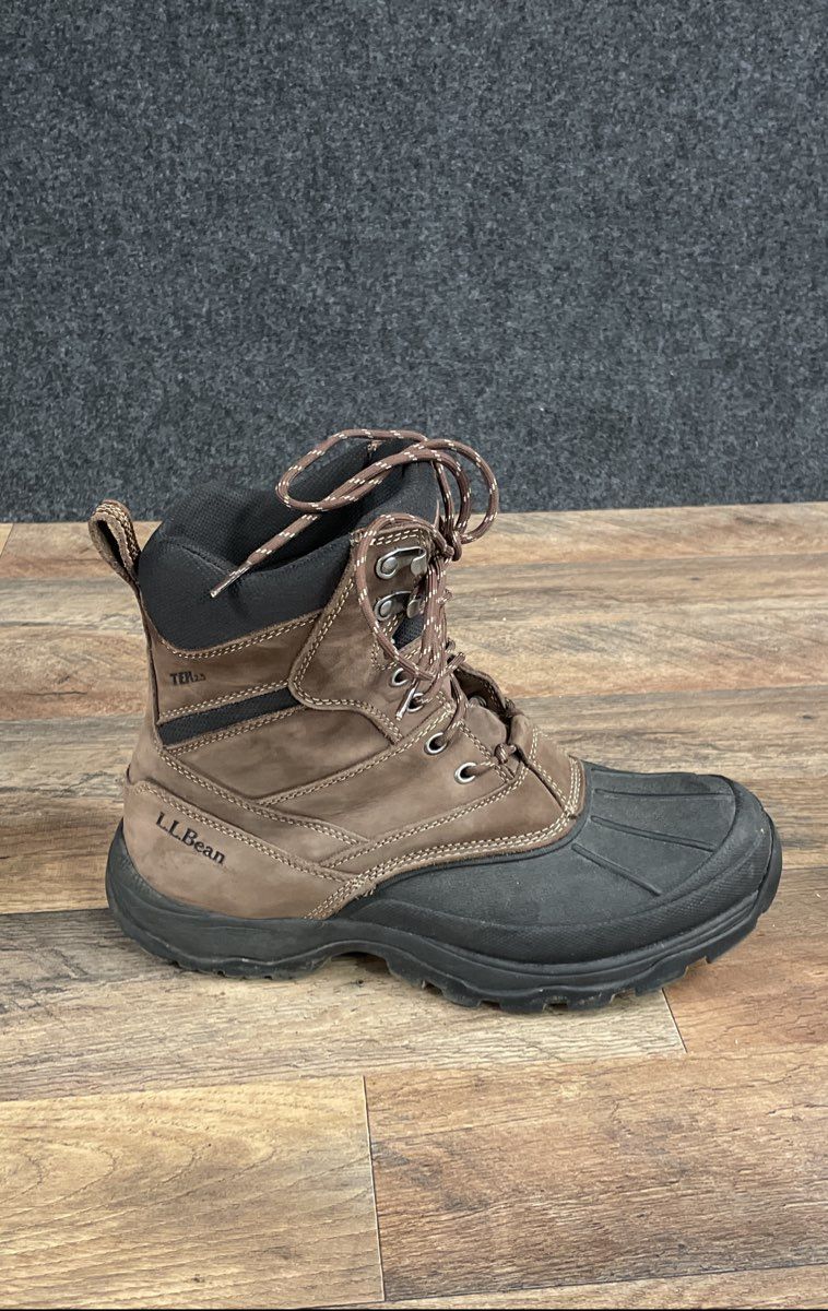 LL Bean Storm Chaser Waterproof Primaloft Brown Winter Duck Boots Men's Size 10