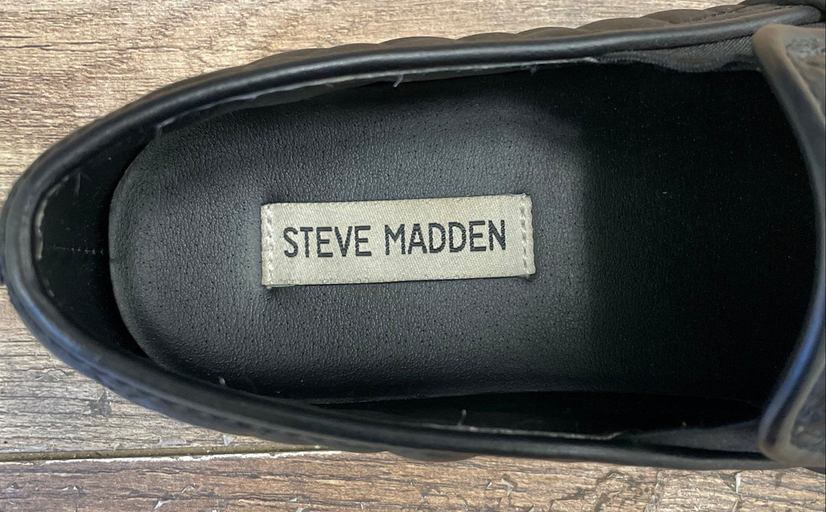 Steve Madden Ecentrcq Black Quilted Slip-On Sneakers Women's Size 7