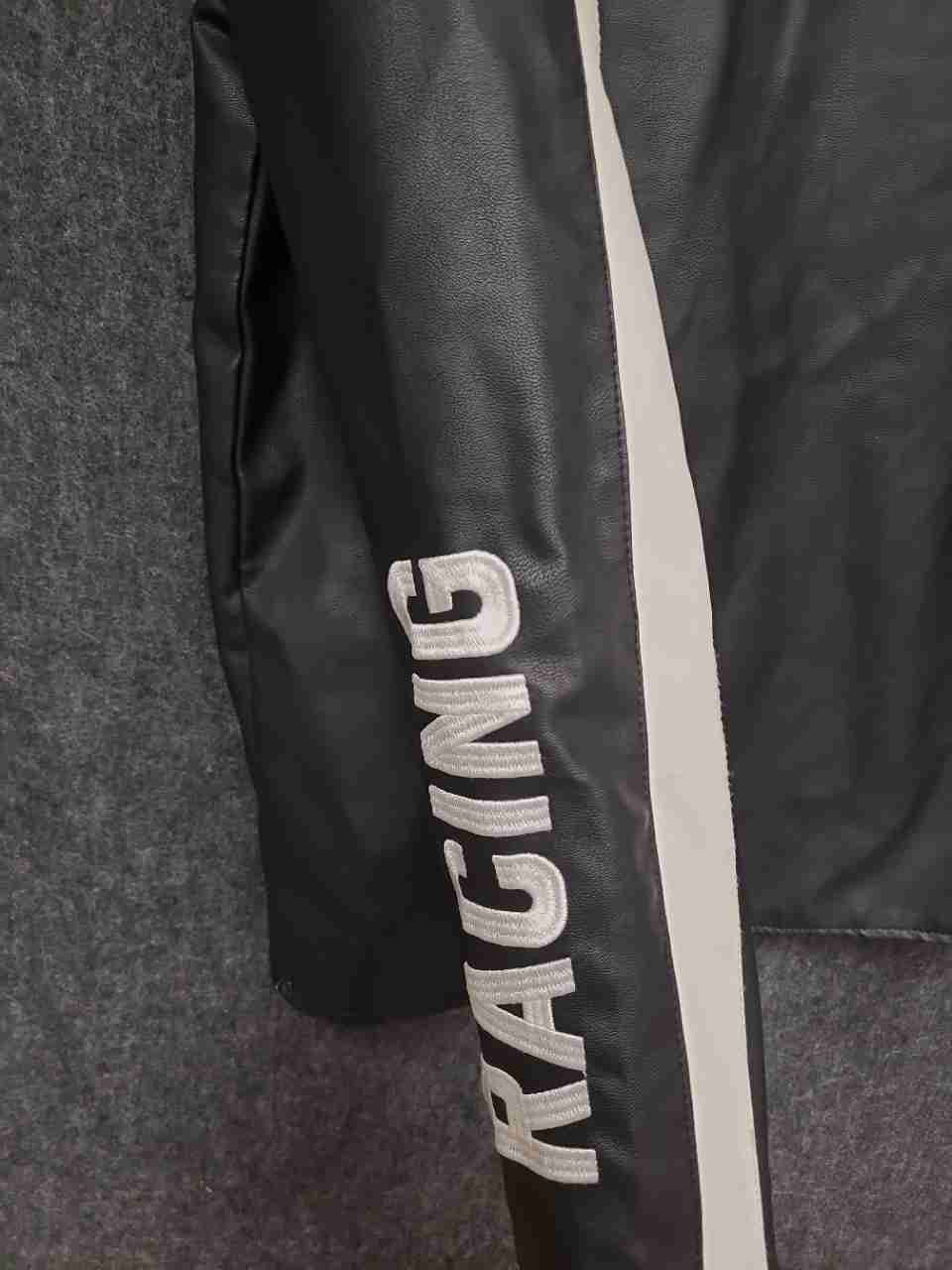Chor Clothing Company Men's Faux Leather Racing Jacket Black Blue Road King Sz M